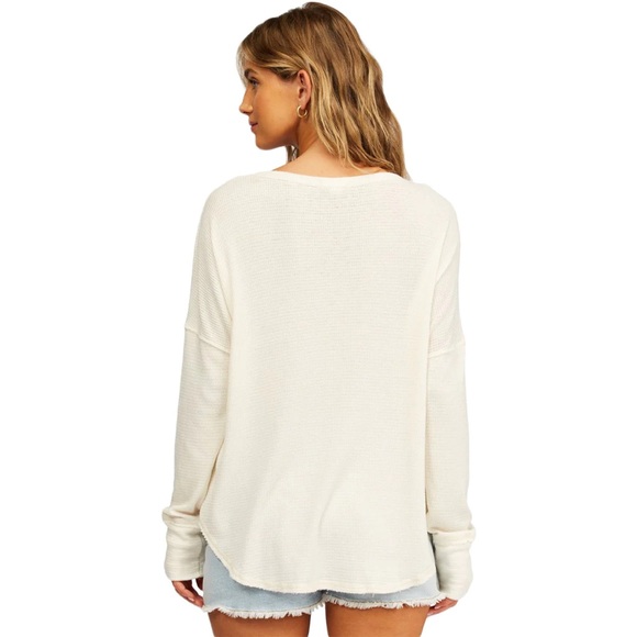 Billabong New Any Day Henley Thermal Waffle Knit Button Top - Picture 2 of 10
